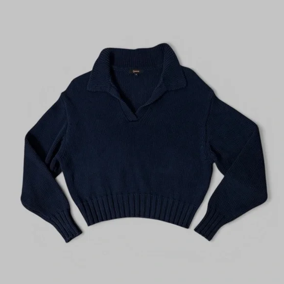 Quince 100% Organic Cotton Navy Blue Polo Sweater - Picture 2 of 6